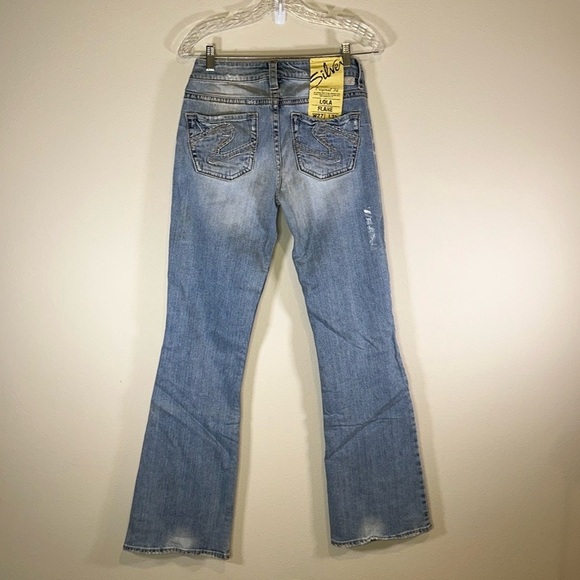 Silver Jeans Lola Flare Leg Distressed Mid Rise Jeans Women Size 27 NWT Casual - Picture 1 of 6